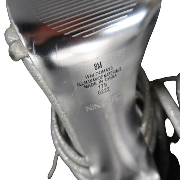 Nine West Shoes Womens 8 Heeled Sandal Ankle Strap Pumps Platform Silver Glitter - Picture 14 of 15